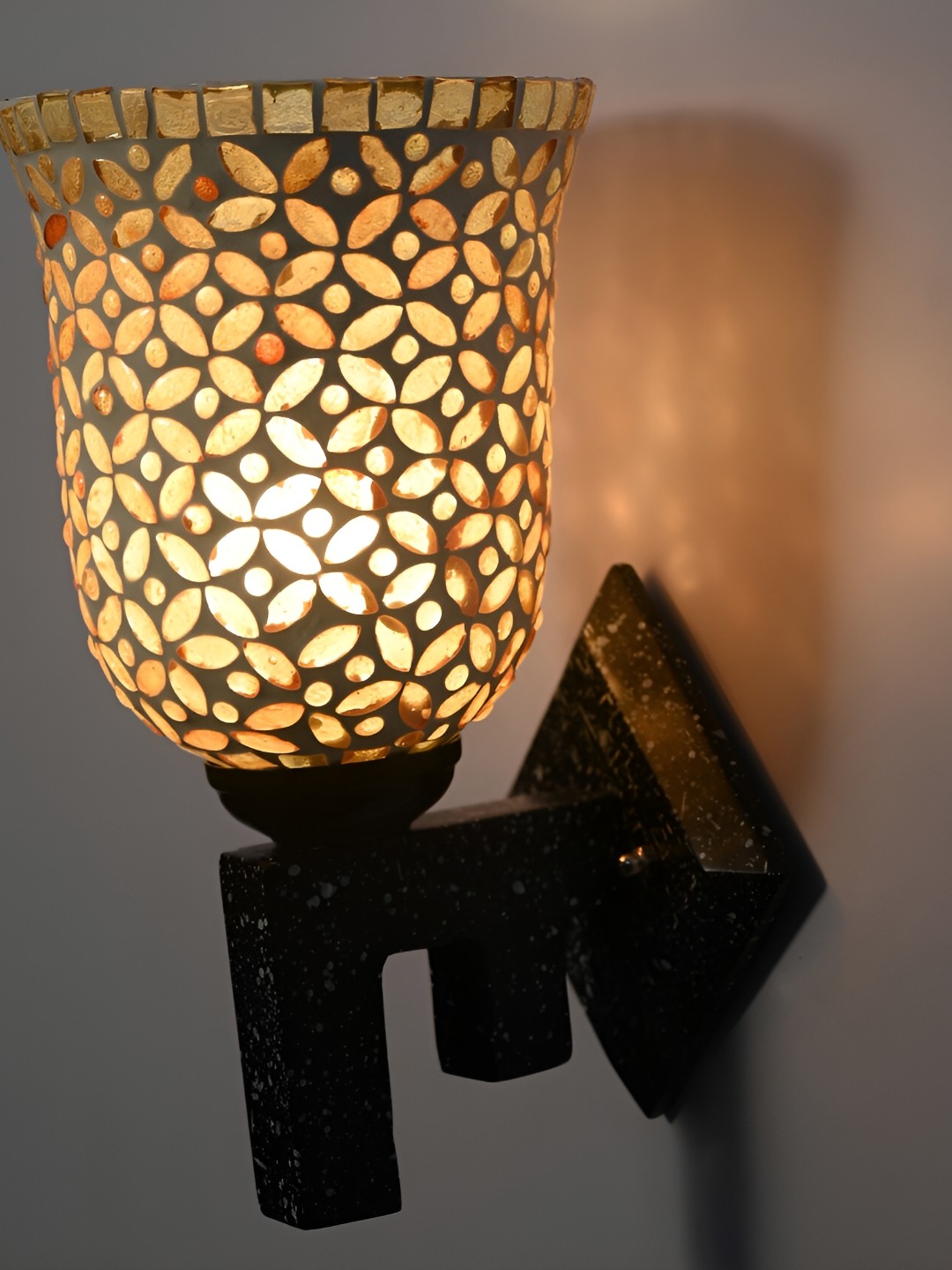 

1ST TIME Yellow & Black Glass Traditional Rectangle Shaped Wall Lamp