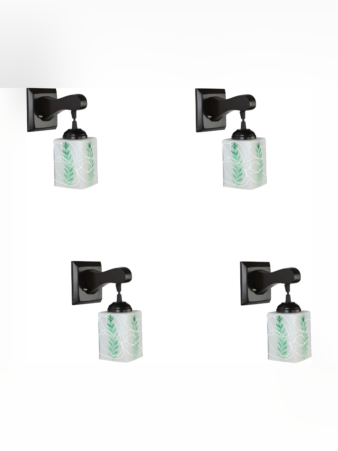 

1ST TIME White & Green Printed Glass Traditional Rectangle Shaped Wall Lamp