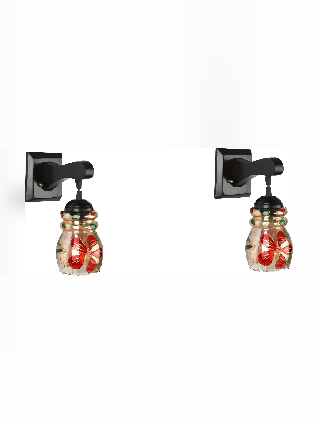 

1ST TIME Black & Red Printed Glass Contemporary Wall Lamp