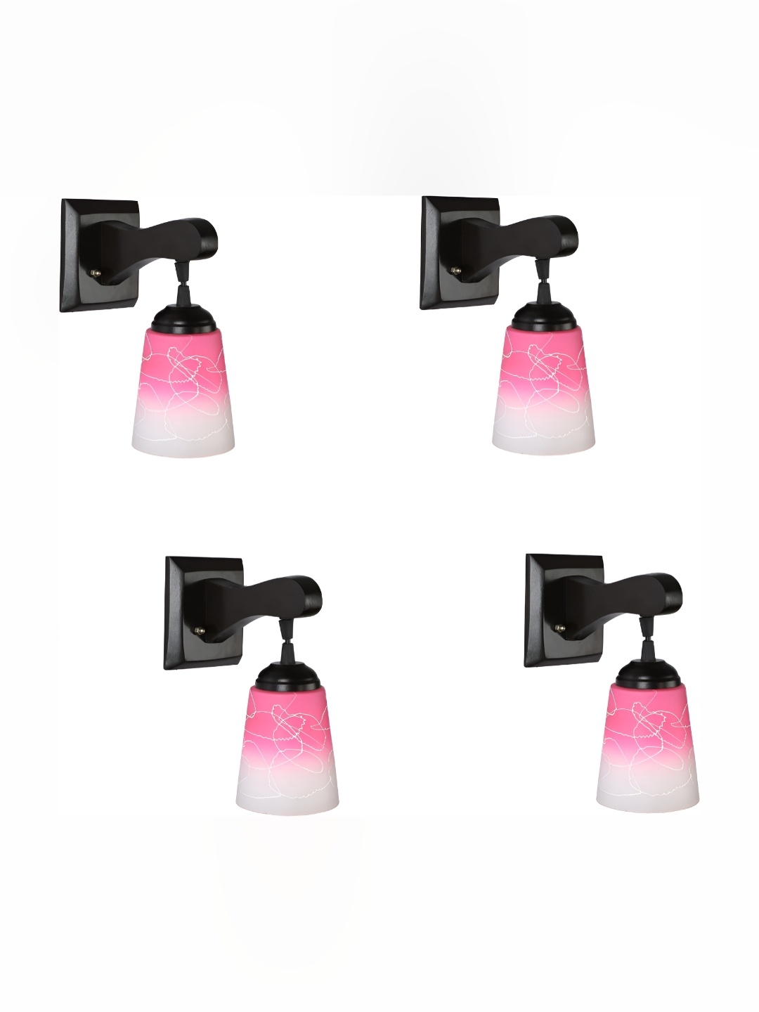 1ST TIME Pink & White Textured Glass Traditional Frustum Shaped Wall Lamp