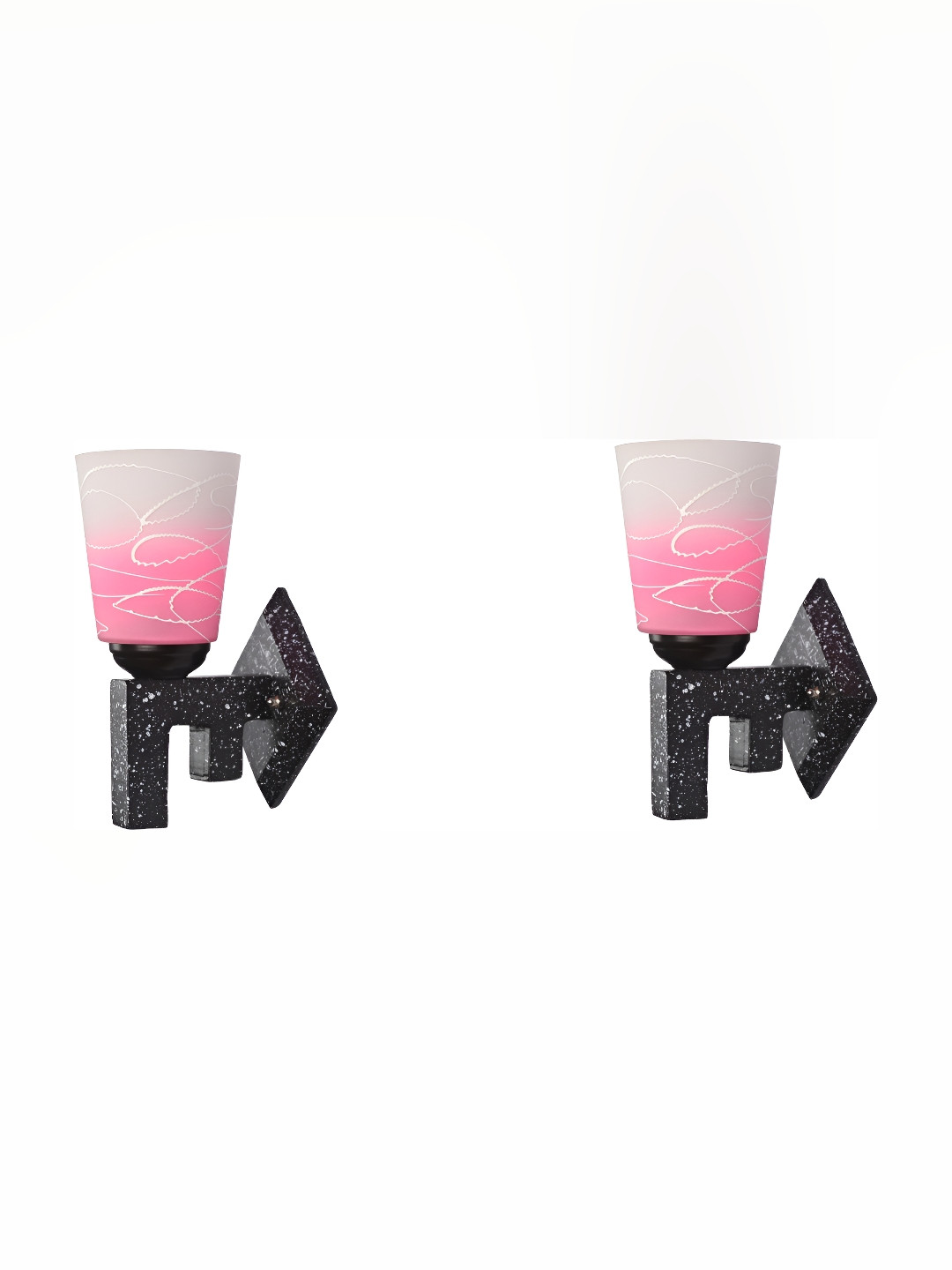 

1ST TIME Pink & White Printed Glass Traditional Cylinder Shaped Wall Lamp