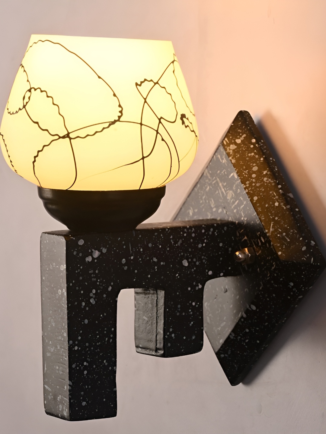 

1ST TIME Black & White Printed Glass Traditional Frustum Shaped Wall Lamp