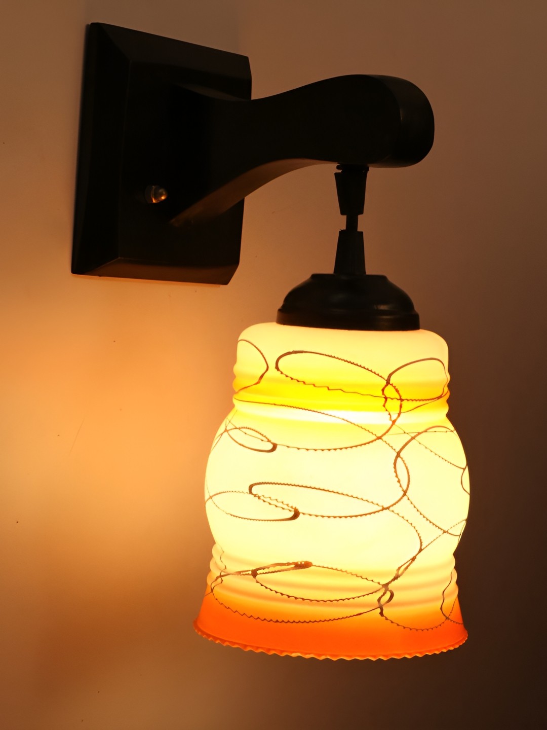 

1ST TIME Brown & White Printed Glass Contemporary Wall Lamp