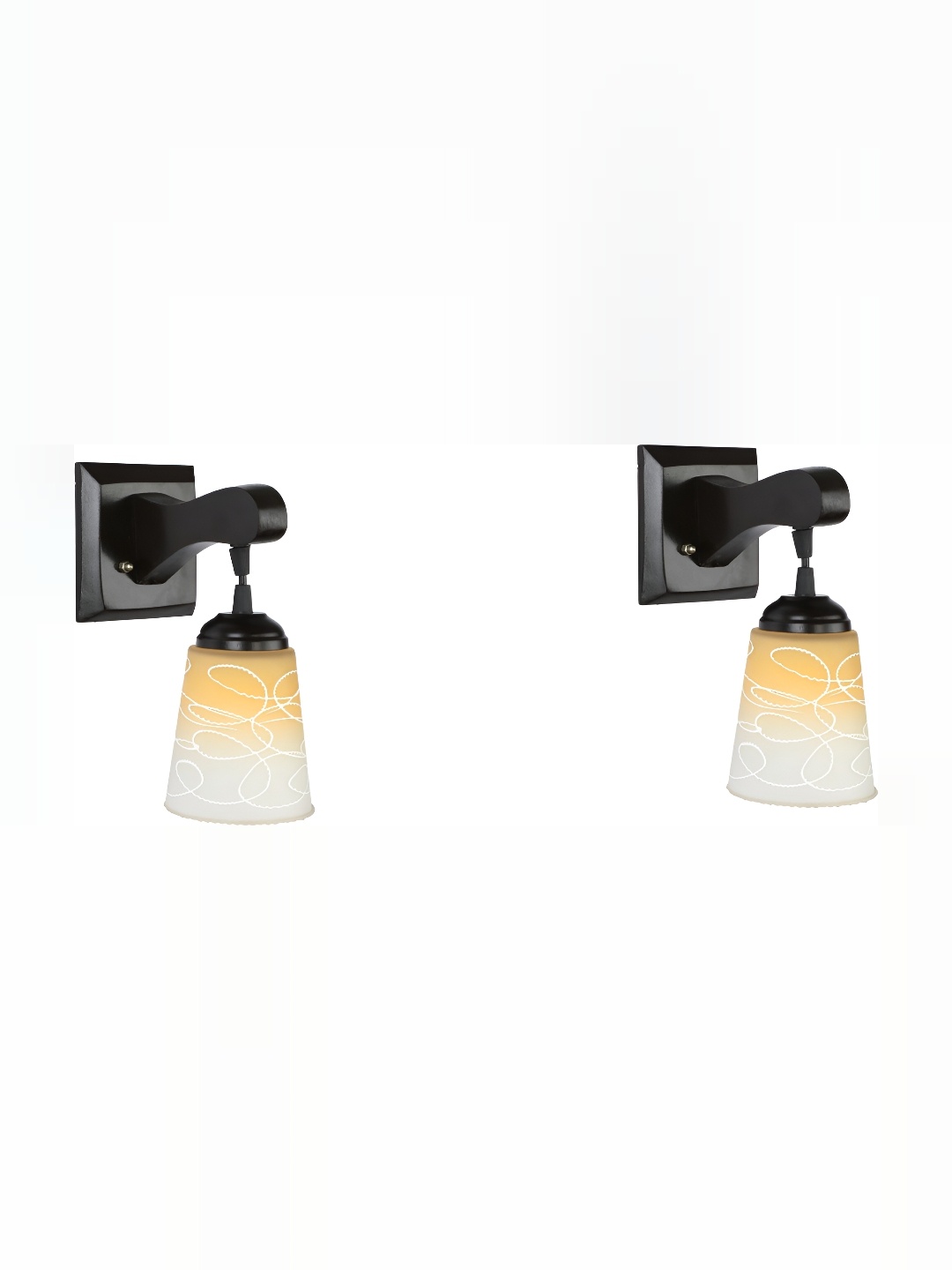 

1ST TIME Yellow & White Printed Glass Traditional Cylinder Shaped Wall Lamp