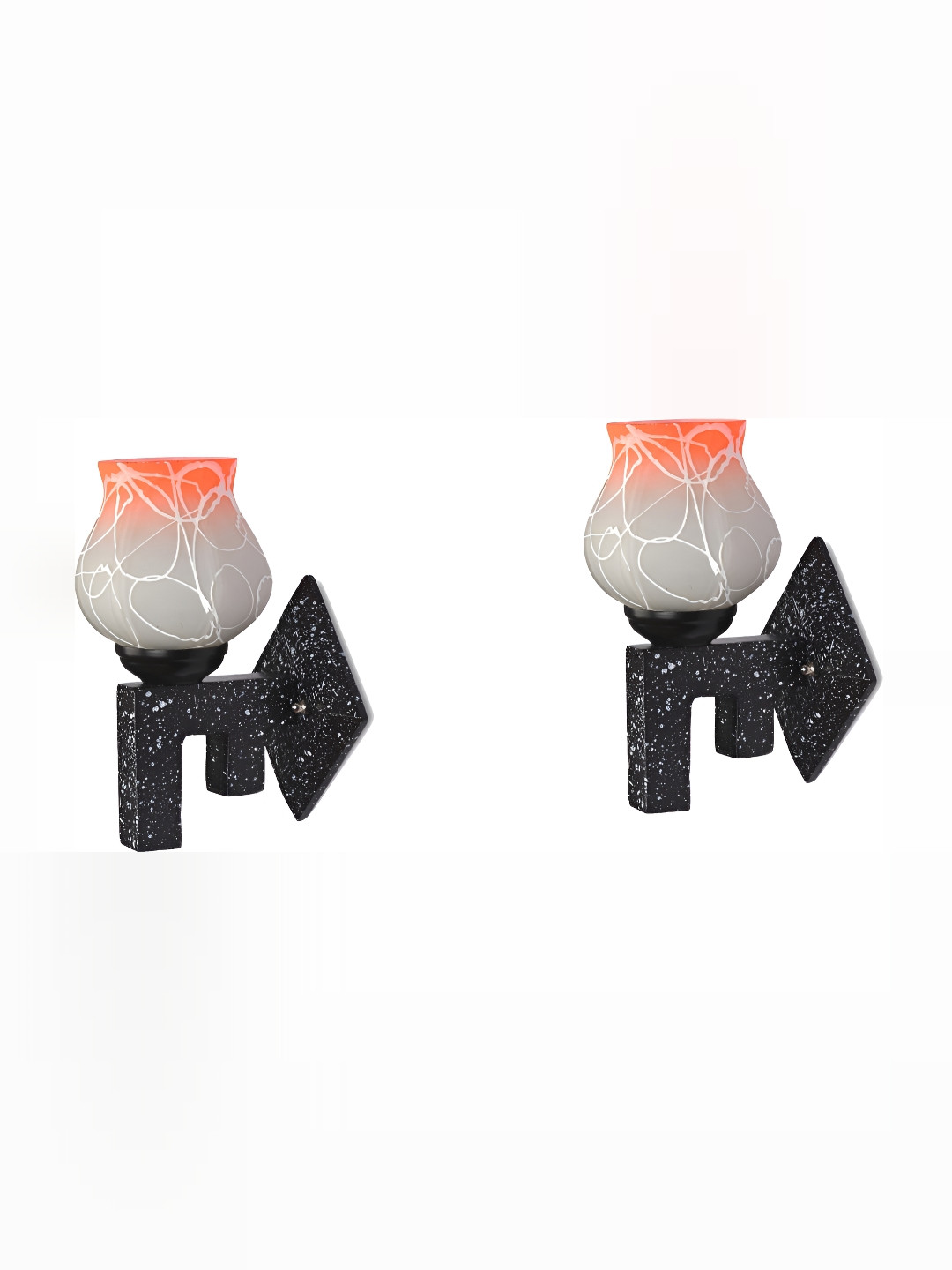 

1ST TIME Red & White Printed Glass Traditional Wall Lamp