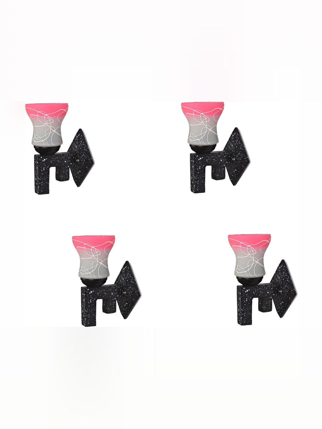 

1ST TIME White & Pink Printed Glass Traditional Cylinder Shaped Wall Lamp
