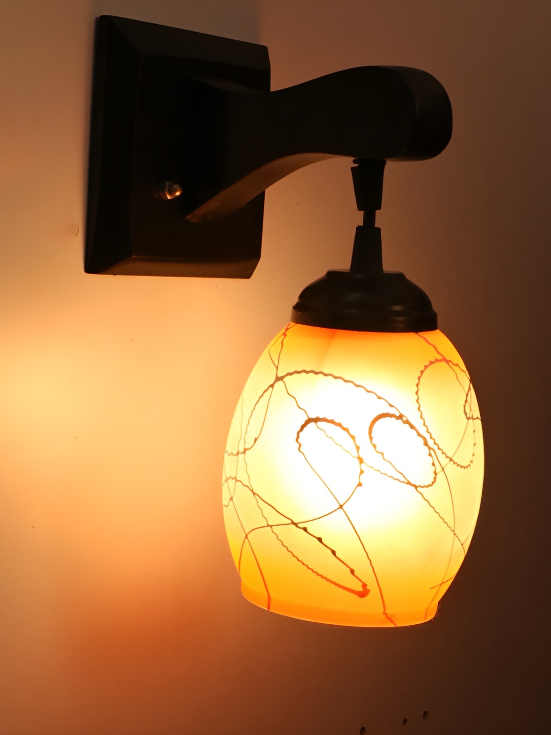 

1ST TIME Orange & White Printed Glass Contemporary Wall Lamp