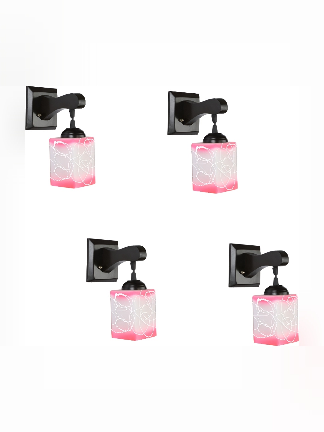1ST TIME Pink & White Printed Glass Traditional Rectangle Shaped Wall Lamp