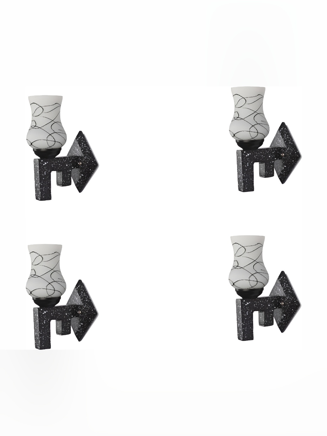 

1ST TIME White & Black Printed Glass Traditional Abstract Shaped Shaped Wall Lamp