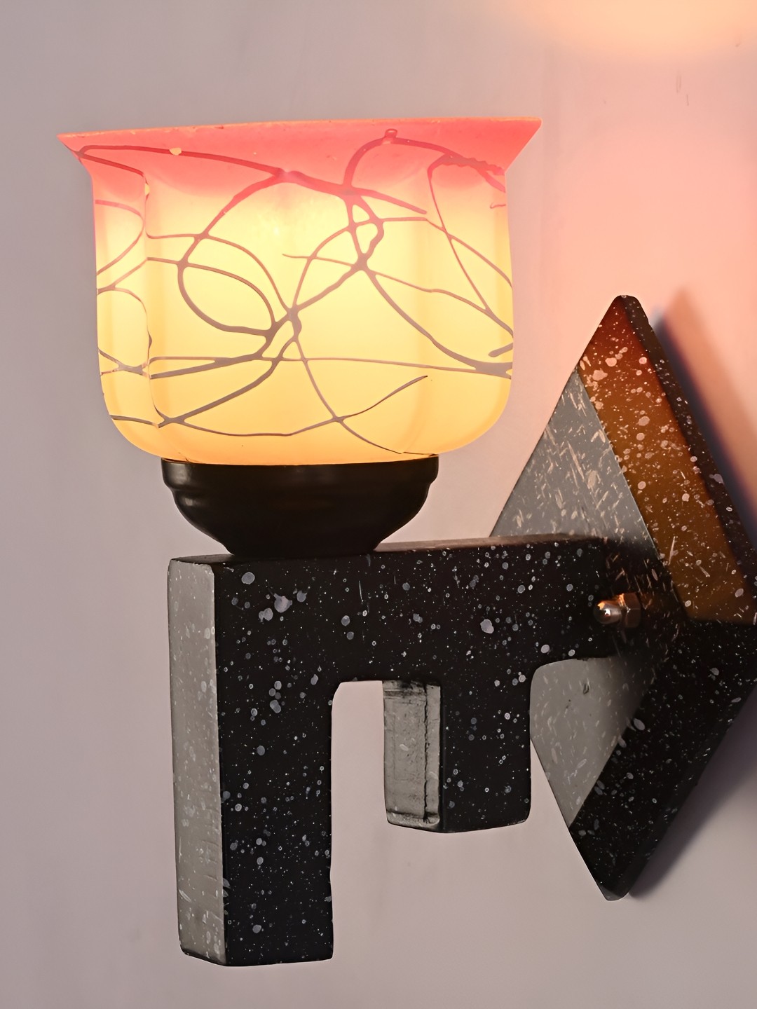 

1ST TIME Pink & White Printed Glass Traditional Wall Lamp