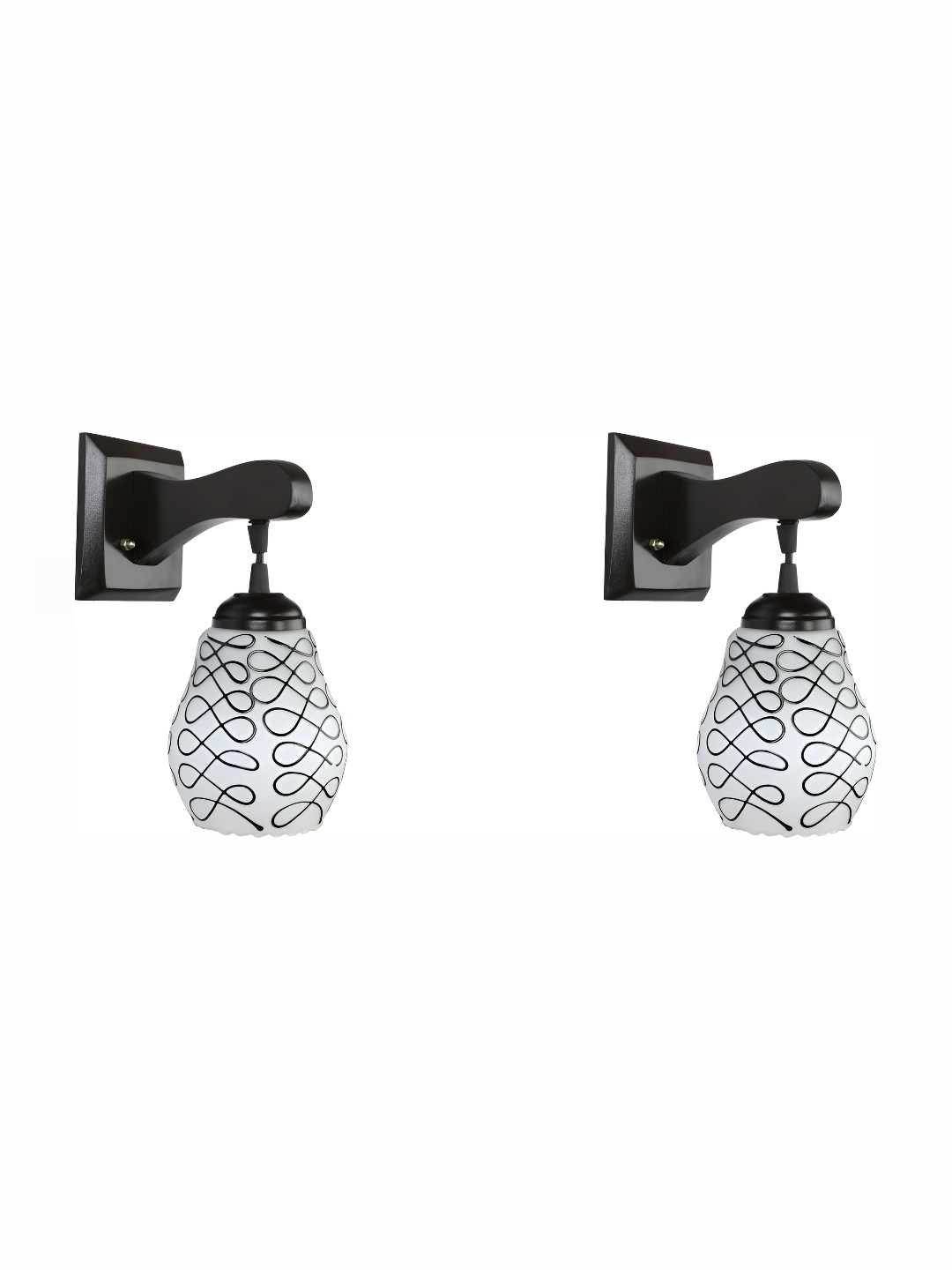 

1ST TIME White & Black Printed Glass Traditional Cylinder Shaped Wall Lamp