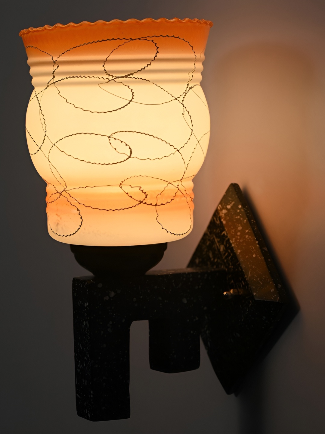 

1ST TIME Orange & White Printed Glass Traditional Wall Lamp