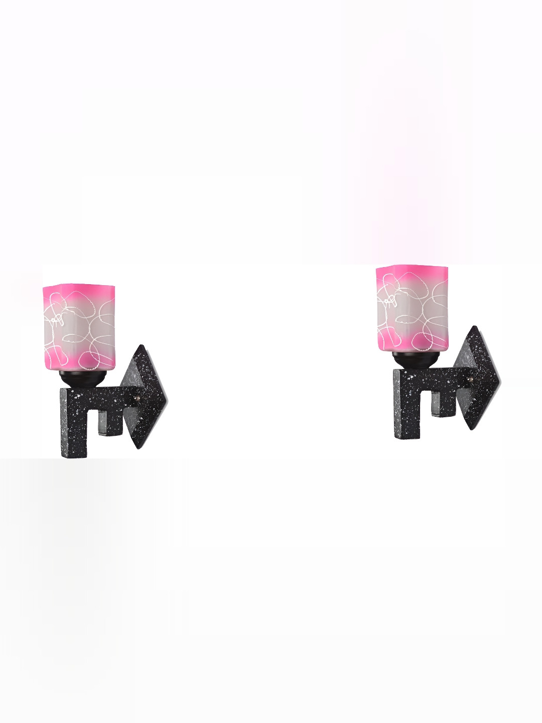 

1ST TIME White & Pink Printed Glass Traditional Square Shaped Wall Lamp
