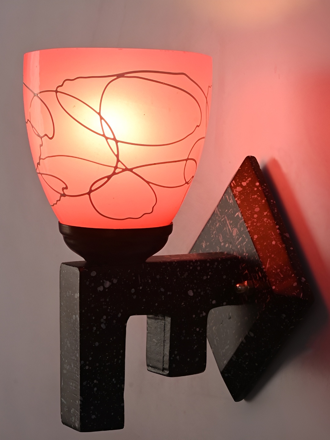 

1ST TIME Pink & White Printed Glass Contemporary Wall Lamp