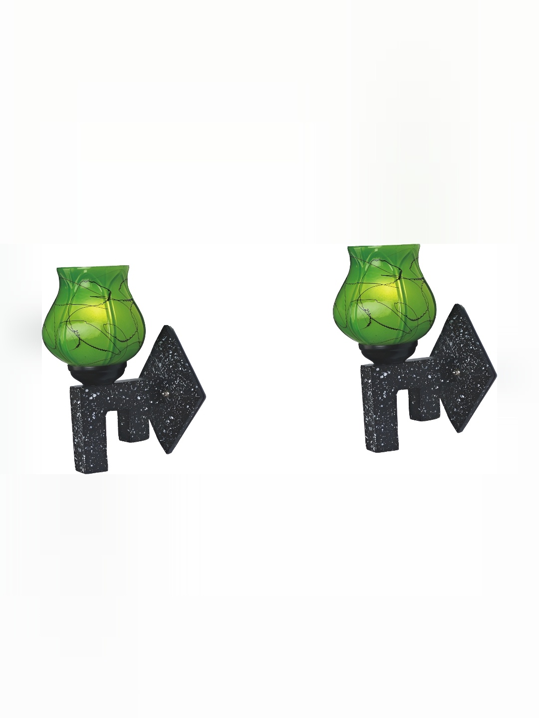 

1ST TIME Green & Black Textured Glass Traditional Wall Lamp