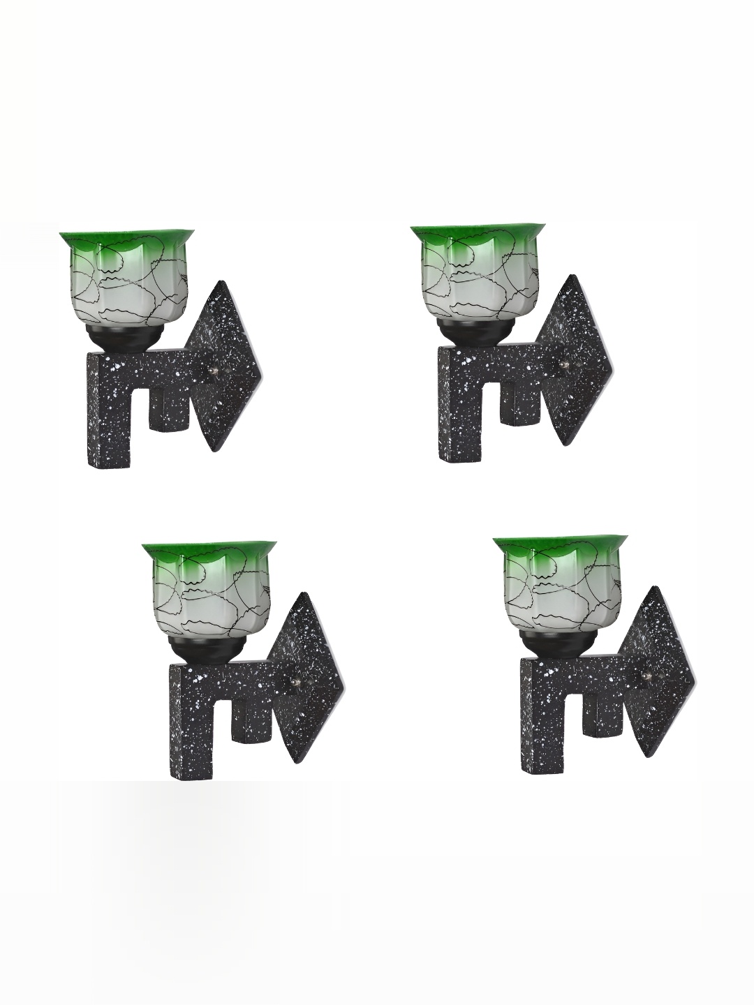 

1ST TIME White & Green Printed Glass Traditional Wall Lamp