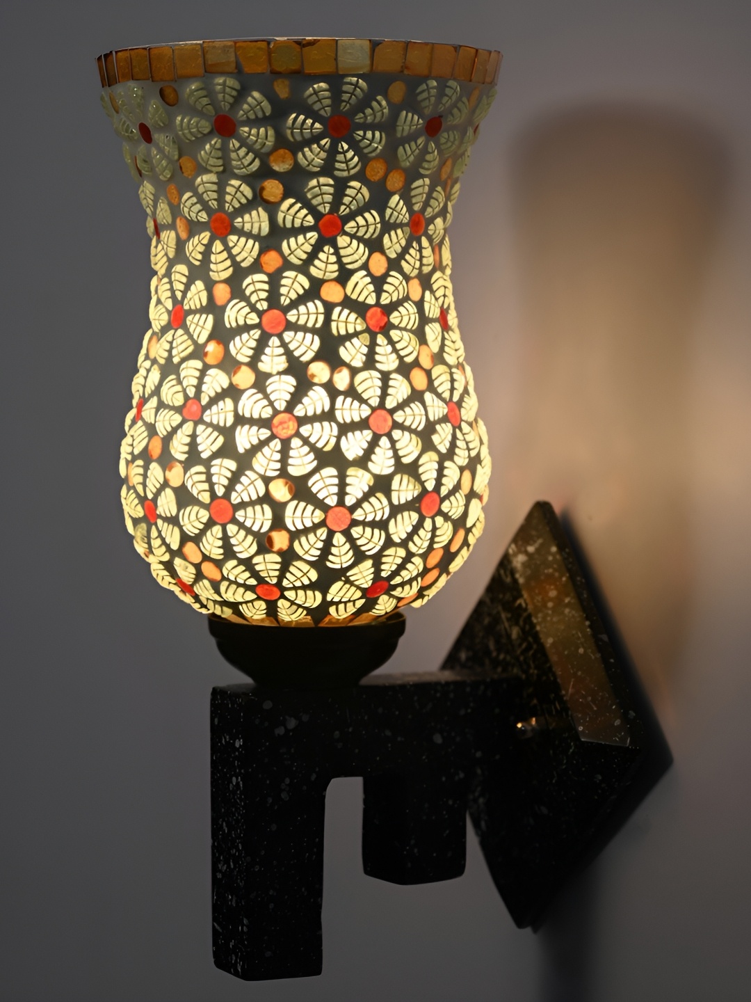 

1ST TIME Yellow & Black Glass Traditional Rectangle Shaped Wall Lamp