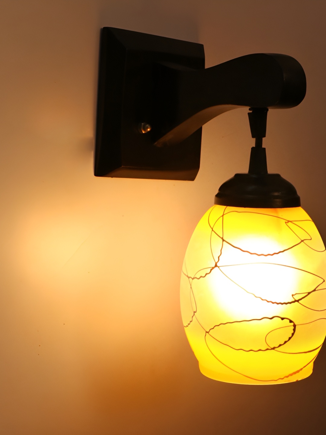 

1ST TIME Yellow & White Printed Glass Contemporary Wall Lamp