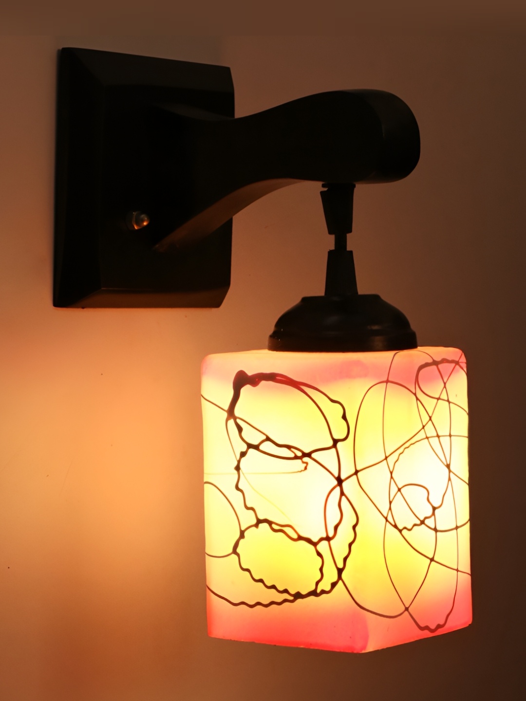 

1ST TIME Pink & White Textured Glass Traditional Square Shaped Wall Lamp