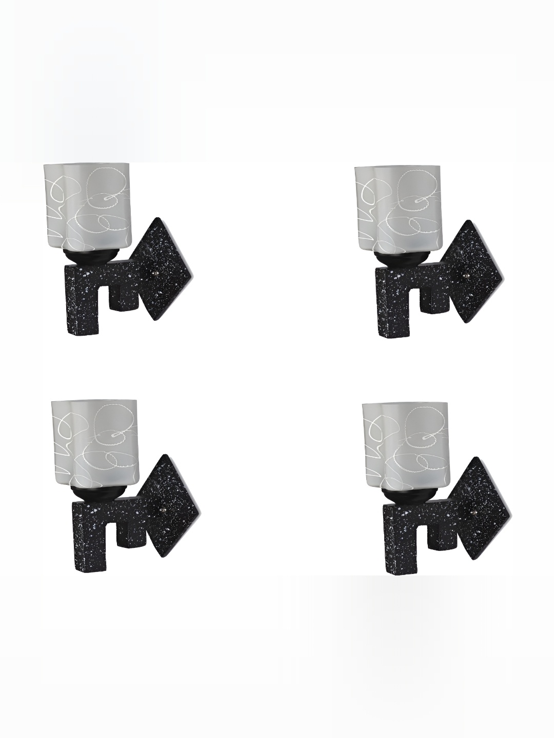 

1ST TIME White & Black Printed Glass Traditional Rectangle Shaped Wall Lamp