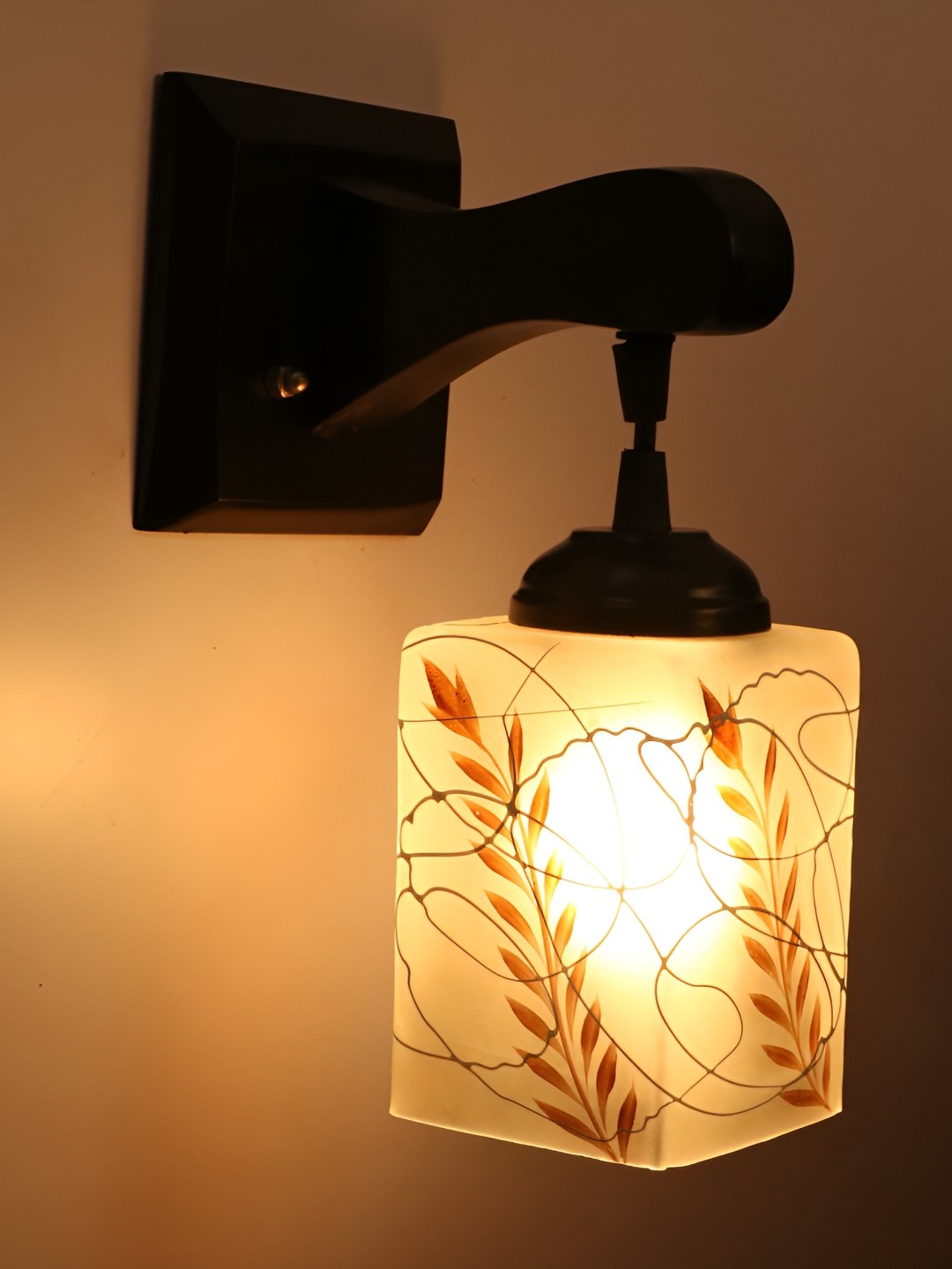 

1ST TIME Brown & White Glass Contemporary Rectangle Shaped Wall Lamp