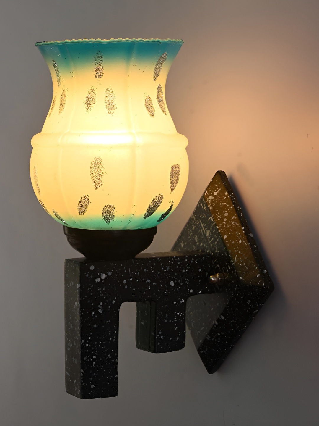 

1ST TIME White & Black Printed Glass Traditional Wall Lamp