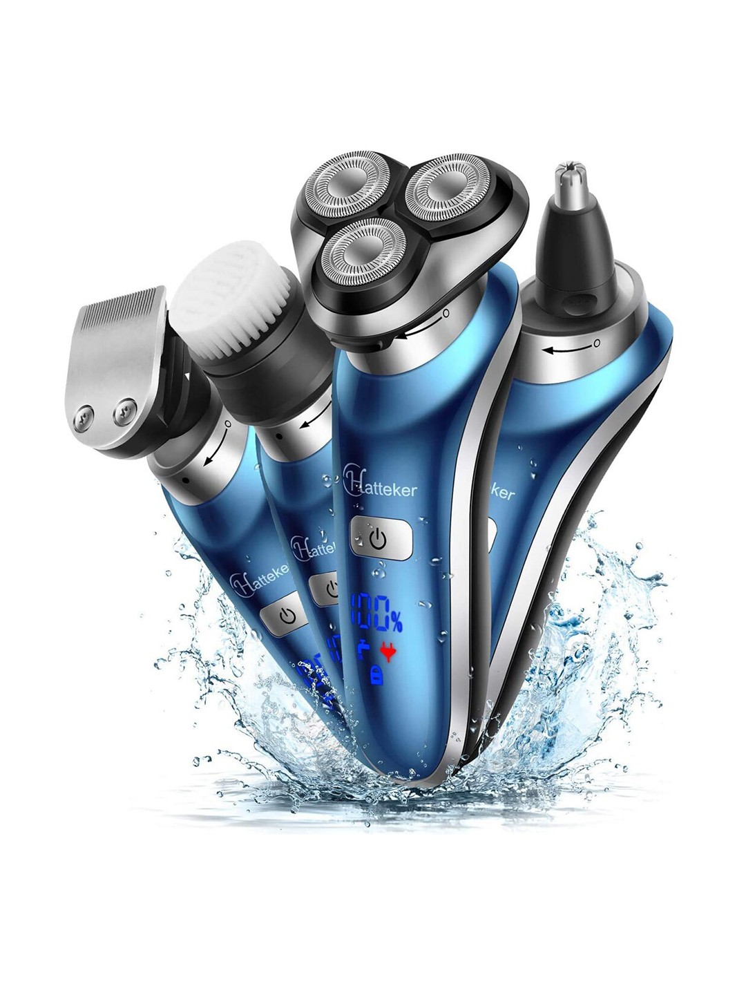 

Hatteker 4 In 1 Waterproof USB Rechargeable Trimmer, Blue