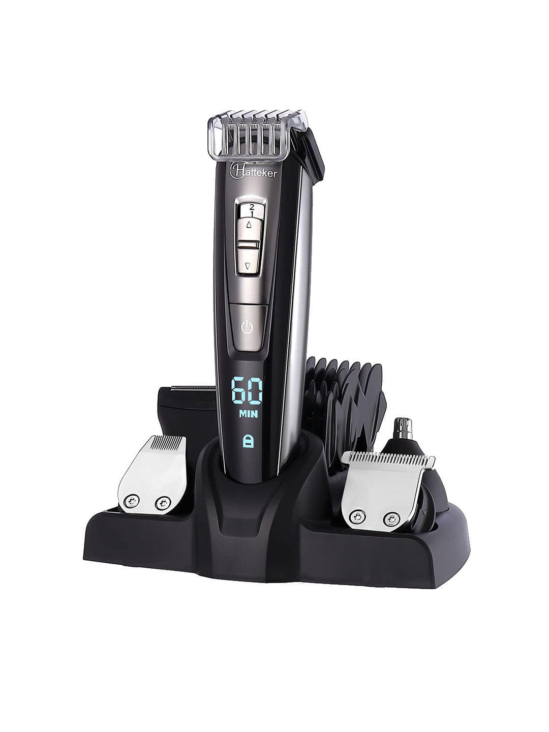 

Hatteker 5 In 1 Cordless Beard Mustache Hair Nose Hair Waterproof Trimmer Kit, Black