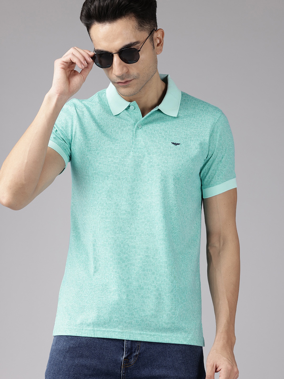 

Park Avenue Printed Polo Collar Slim Fit T-shirt, Green