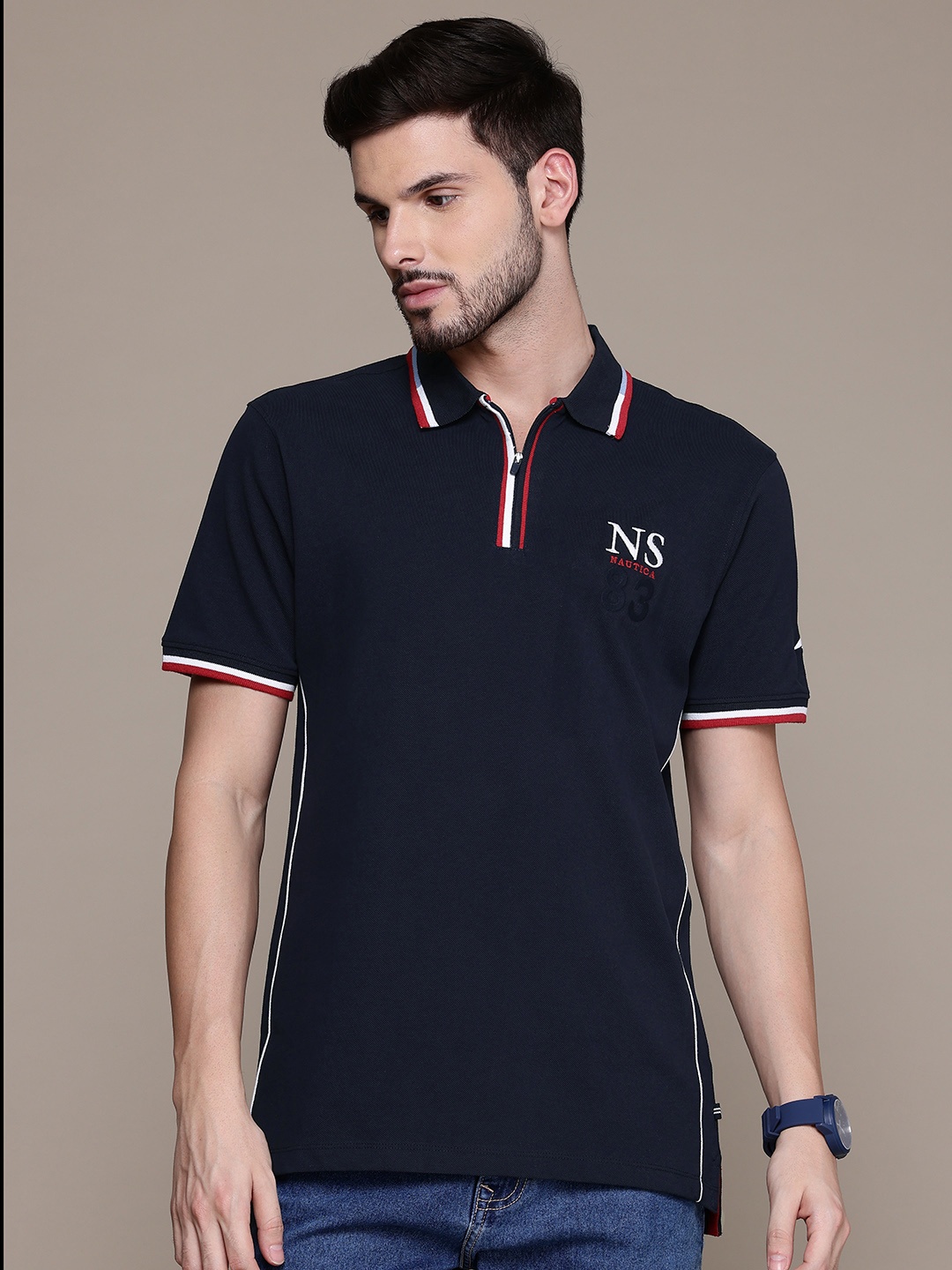 

Nautica Polo Collar Pure Cotton T-shirt, Black
