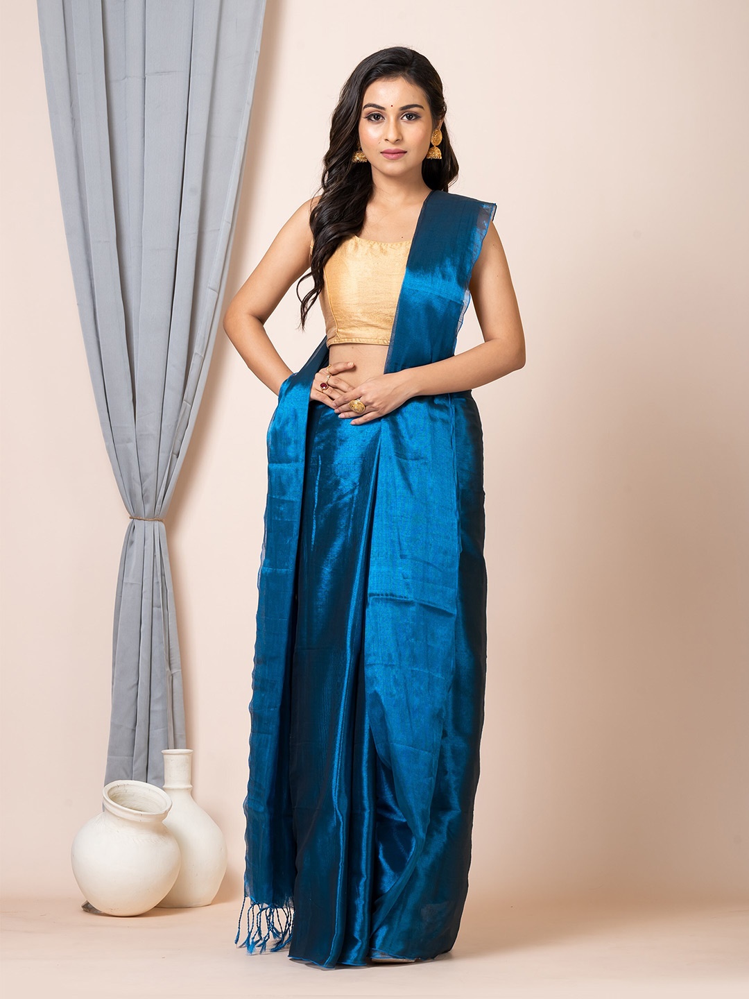 

HOUSE OF ARLI Tissue Saree, Blue