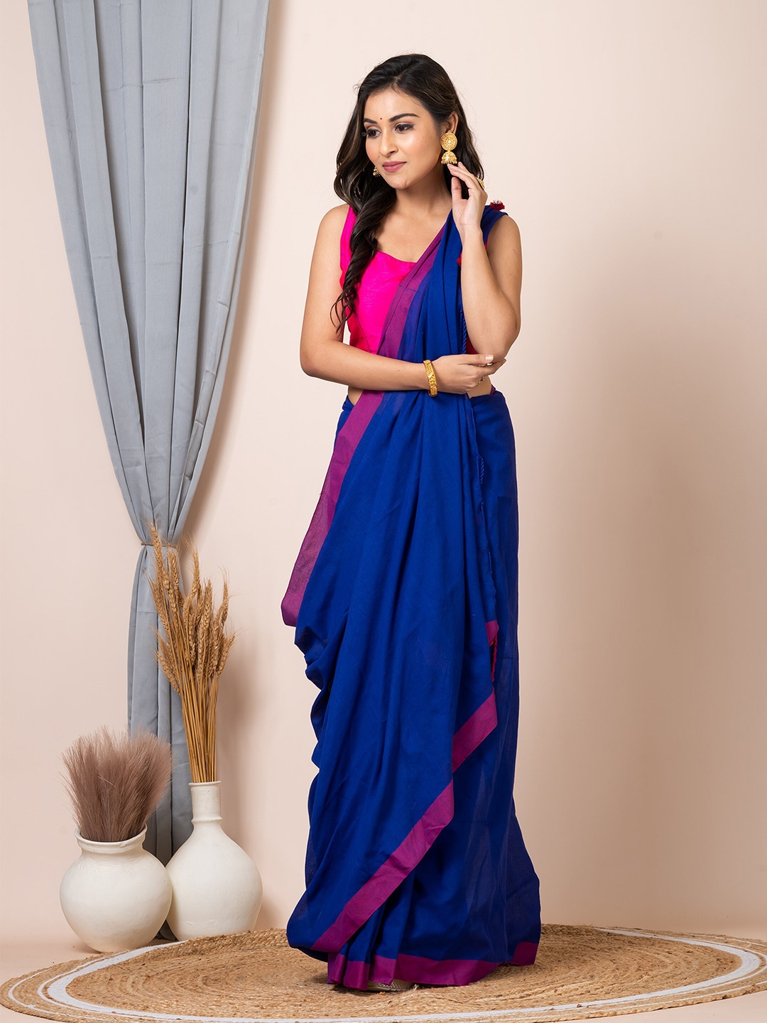

HOUSE OF ARLI Pure Cotton Saree, Blue