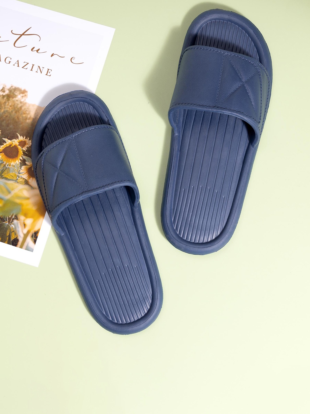 

Mast Harbour Men Navy Blue Rubber Sliders