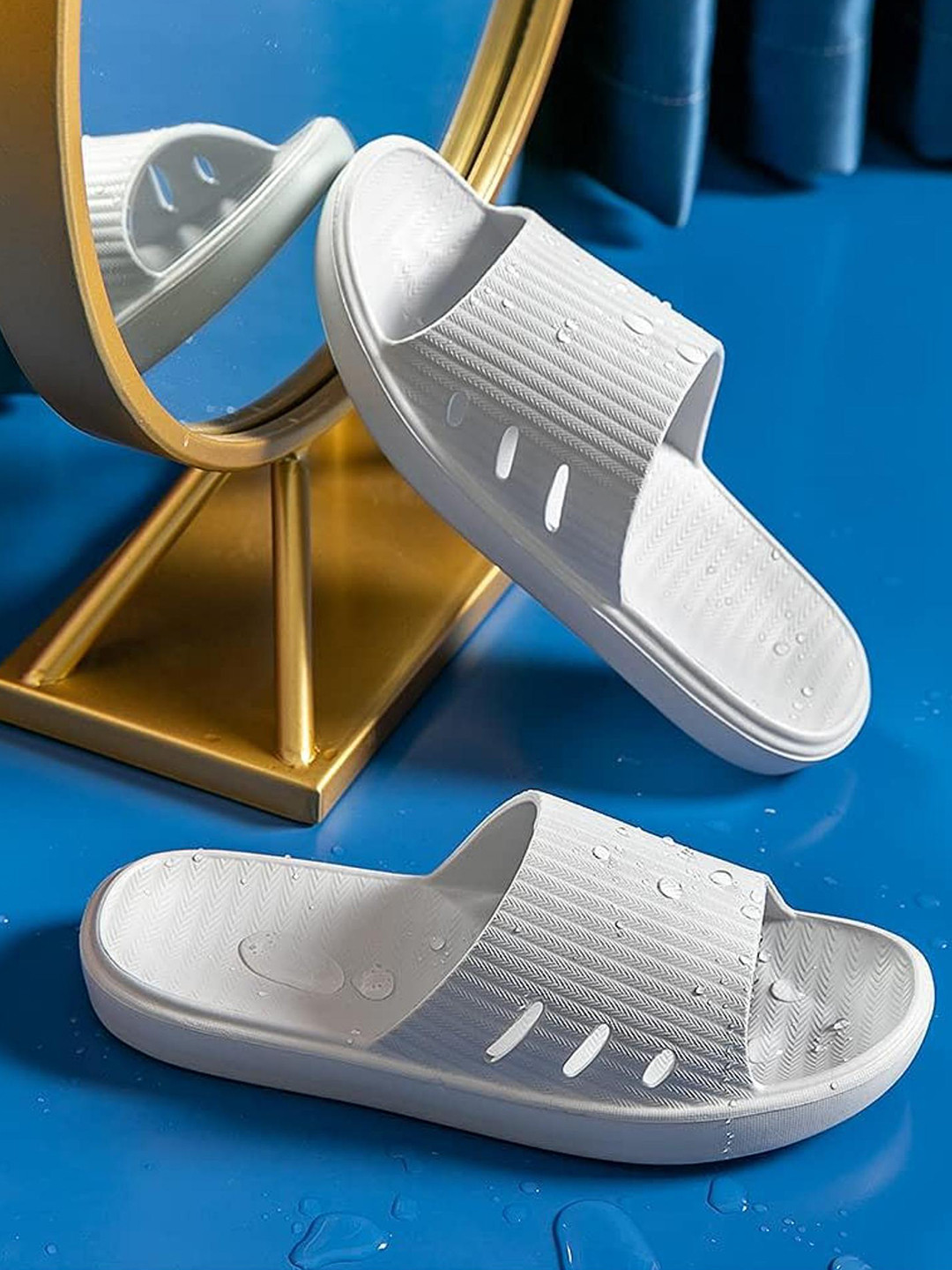 

Mast & Harbour Men Self Design Sliders, Grey