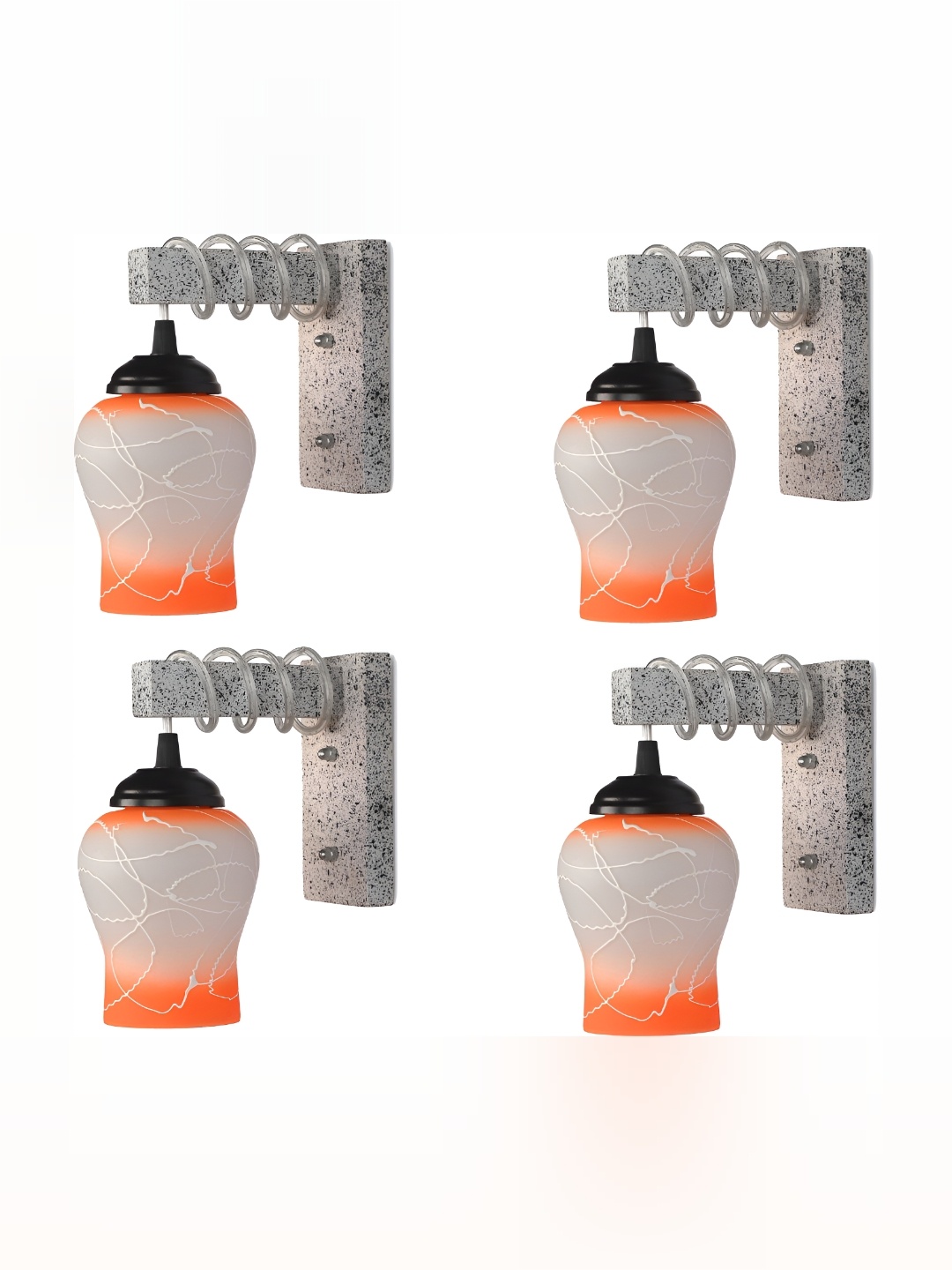 

1ST TIME Orange & White Printed Glass Traditional Wall Lamp