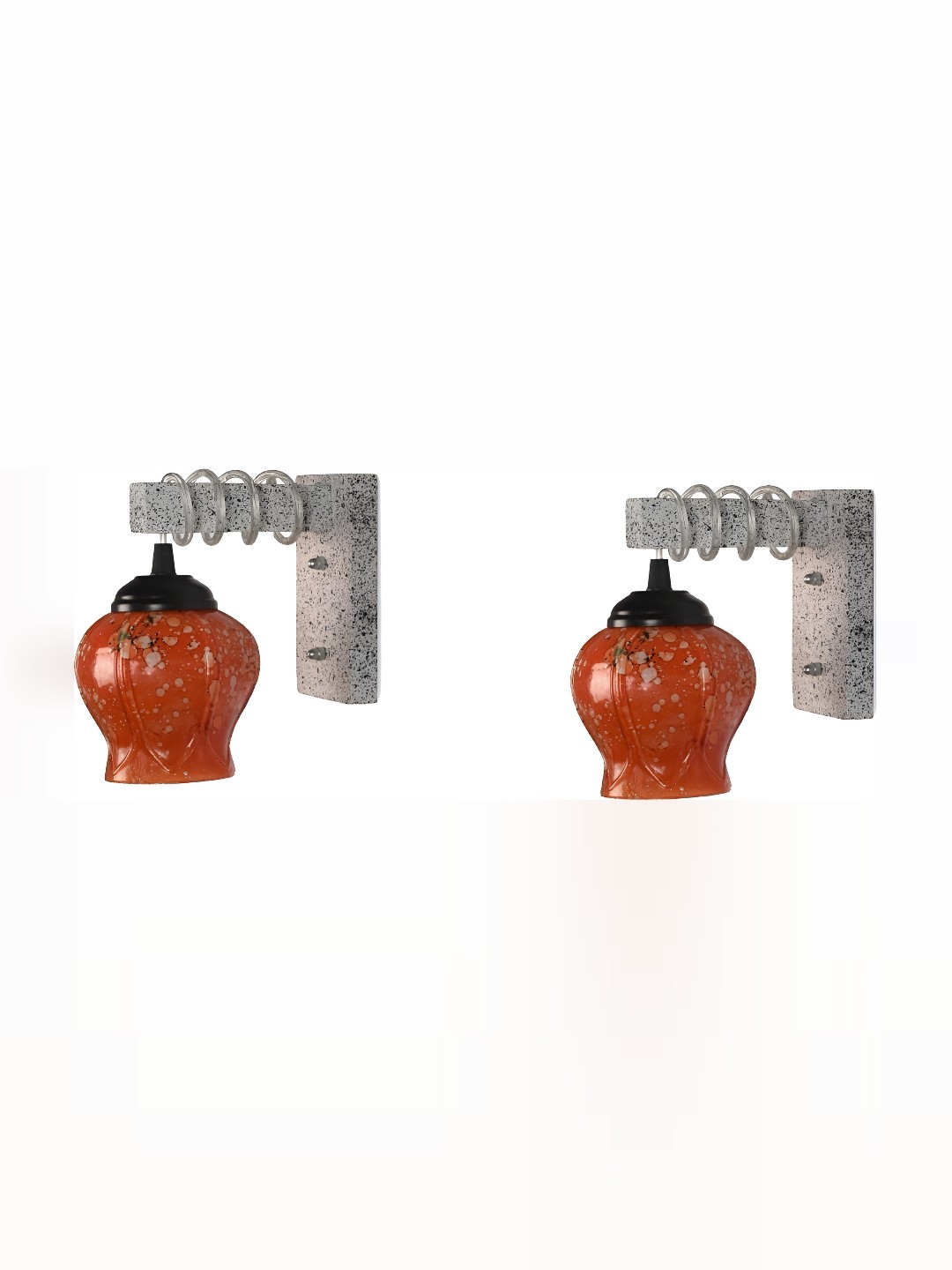 

1ST TIME Red & Black Printed Glass Traditional Wall Lamp