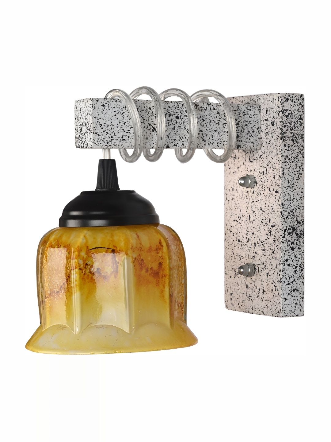 

1ST TIME Yellow & Black Textured Glass Traditional Wall Lamp