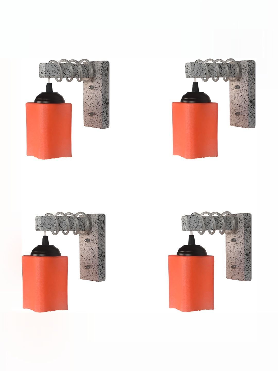 

1ST TIME Orange & Black Printed Glass Traditional Square Shaped Wall Lamp
