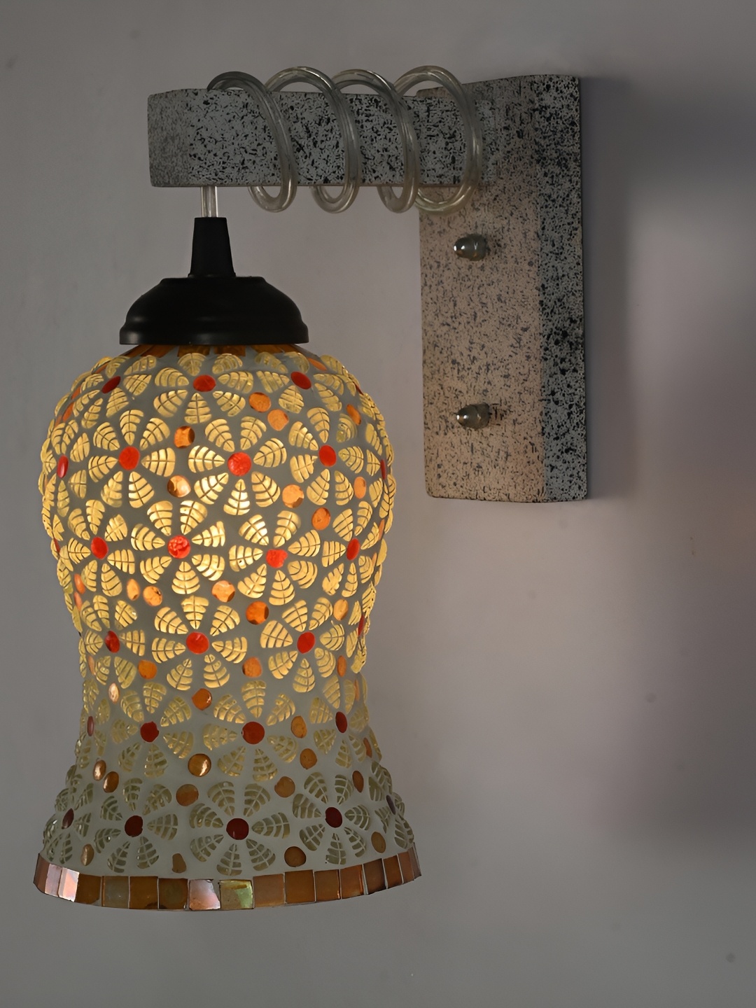 

1ST TIME White & Black Printed Glass Traditional Wall Lamp