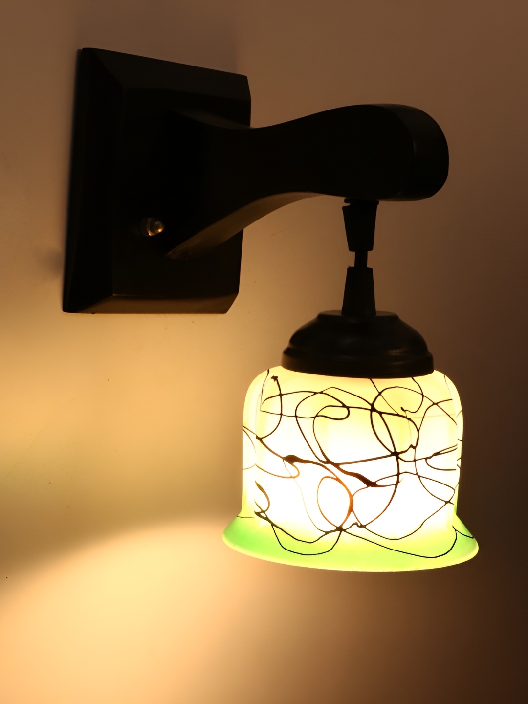 1ST TIME Green & White Glass Traditional Rectangle Shaped Wall Lamp