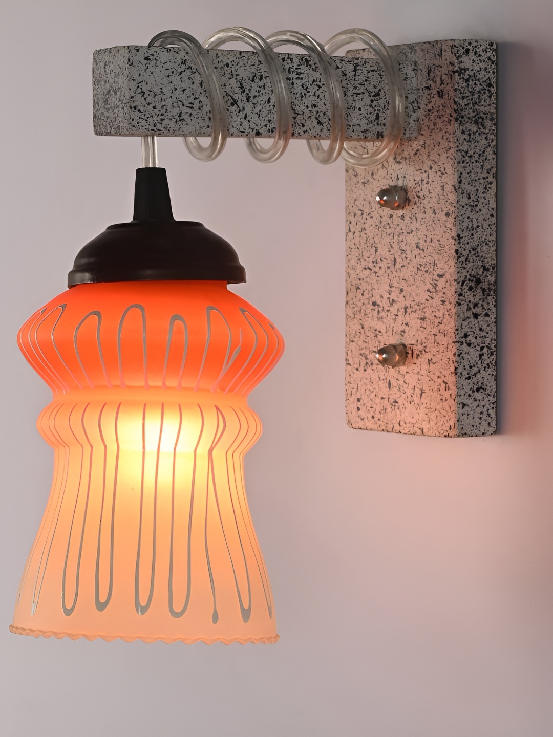 

1ST TIME Orange & White Printed Glass Traditional Wall Lamp