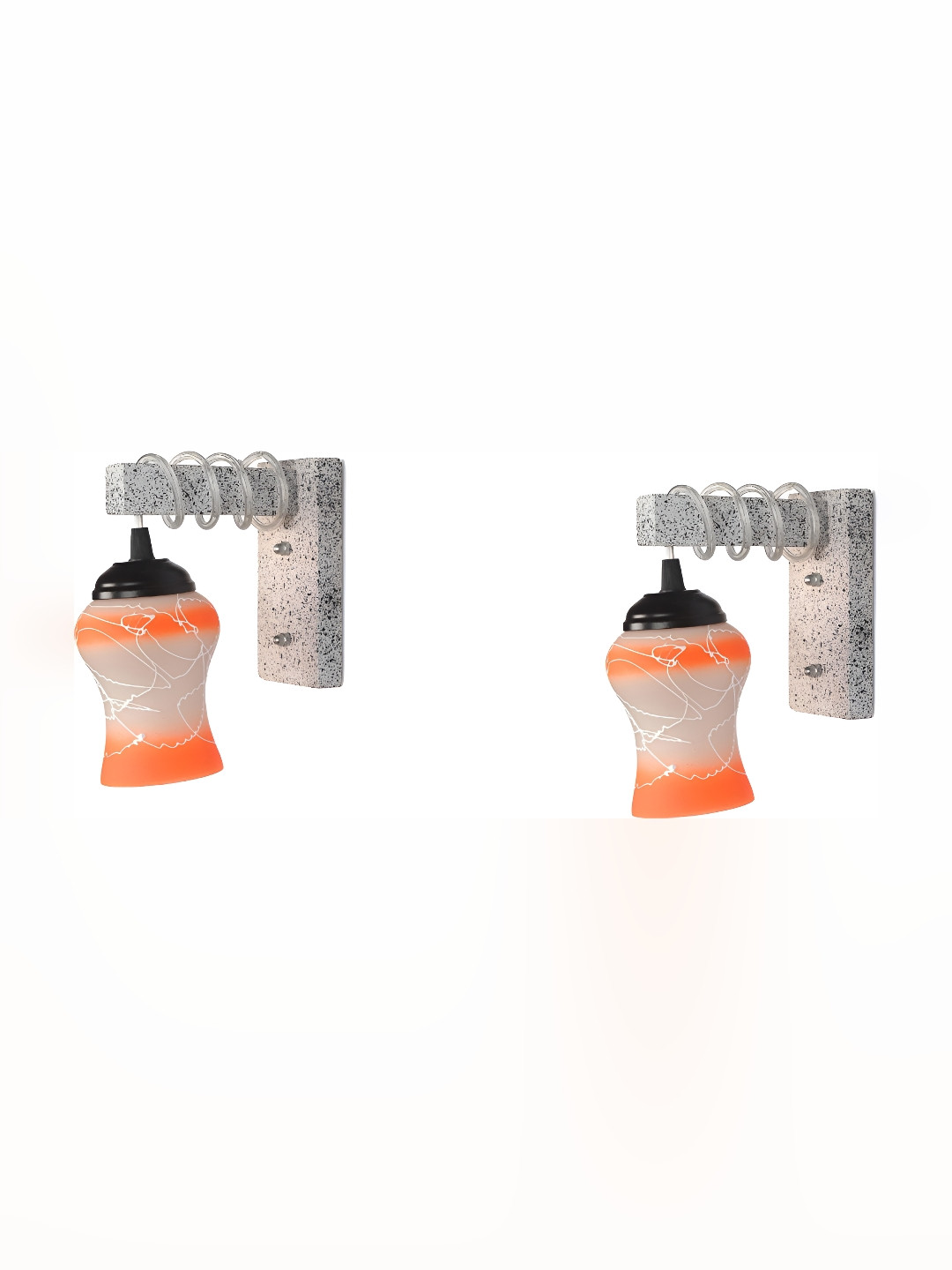 

1ST TIME Orange & White Printed Glass Traditional Wall Lamp