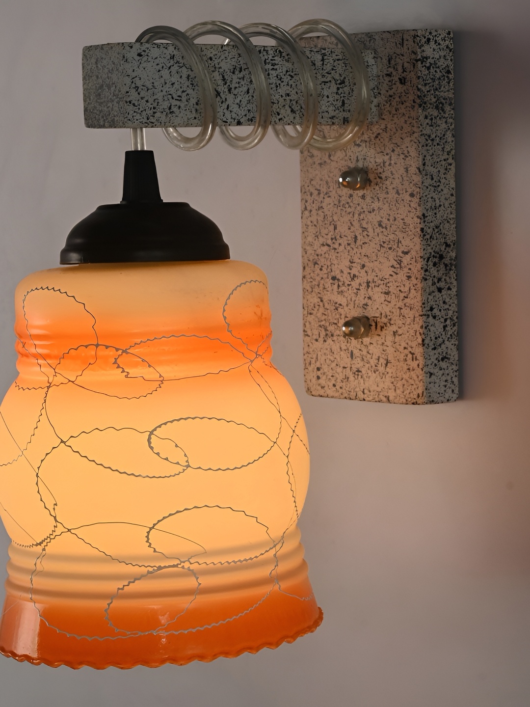 

1ST TIME Orange & White Printed Glass Contemporary Wall Lamp