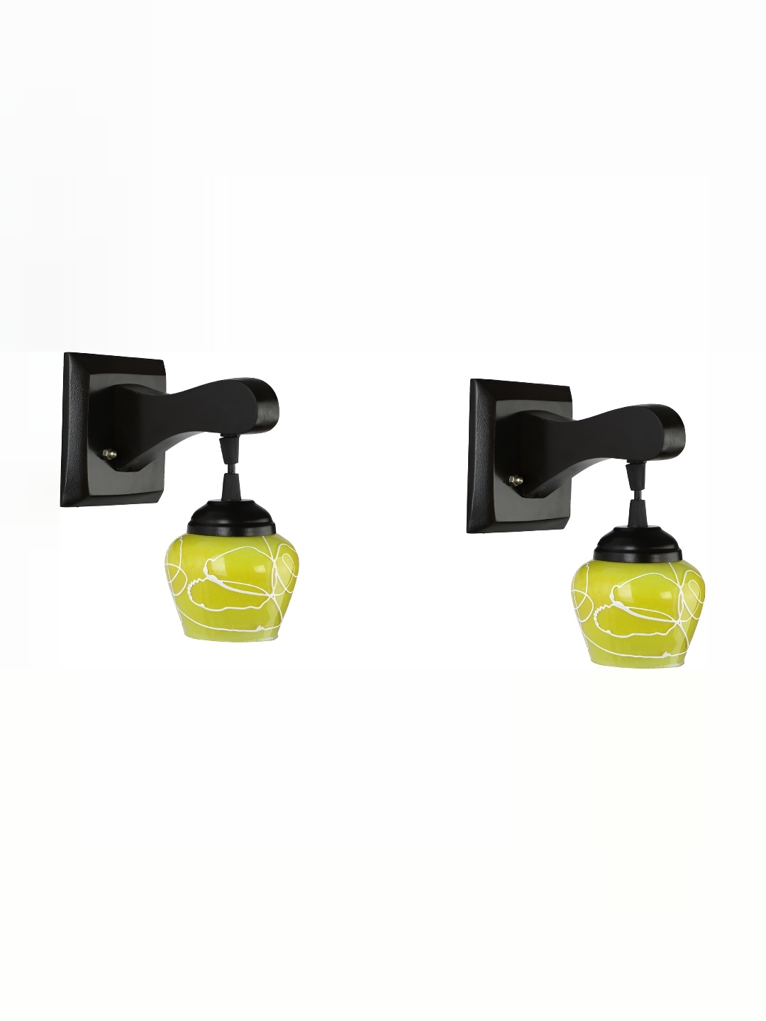 1ST TIME Green & Black Printed Glass Traditional Wall Lamp