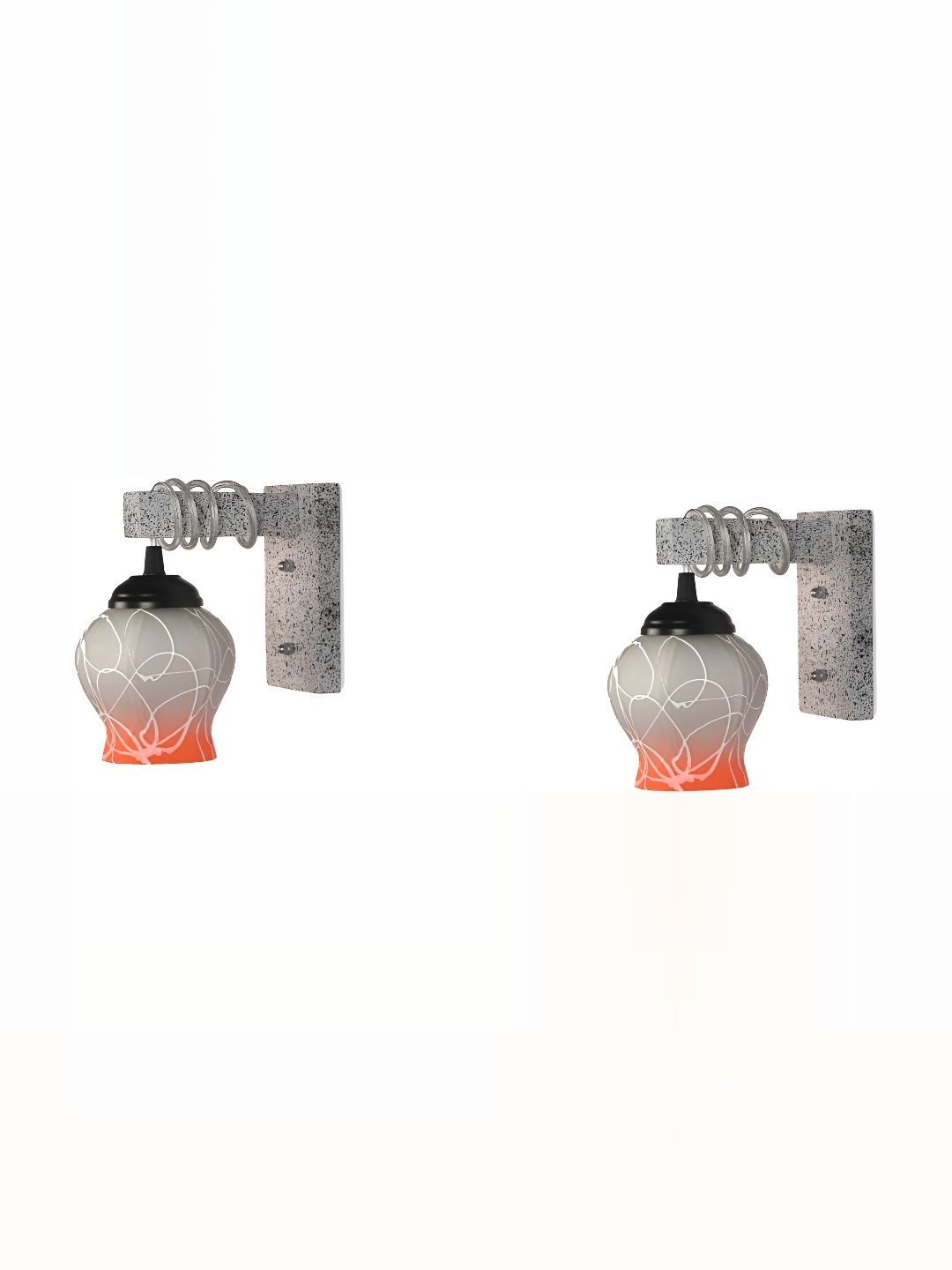 

1ST TIME Grey & Orange Printed Glass Traditional Wall Lamp