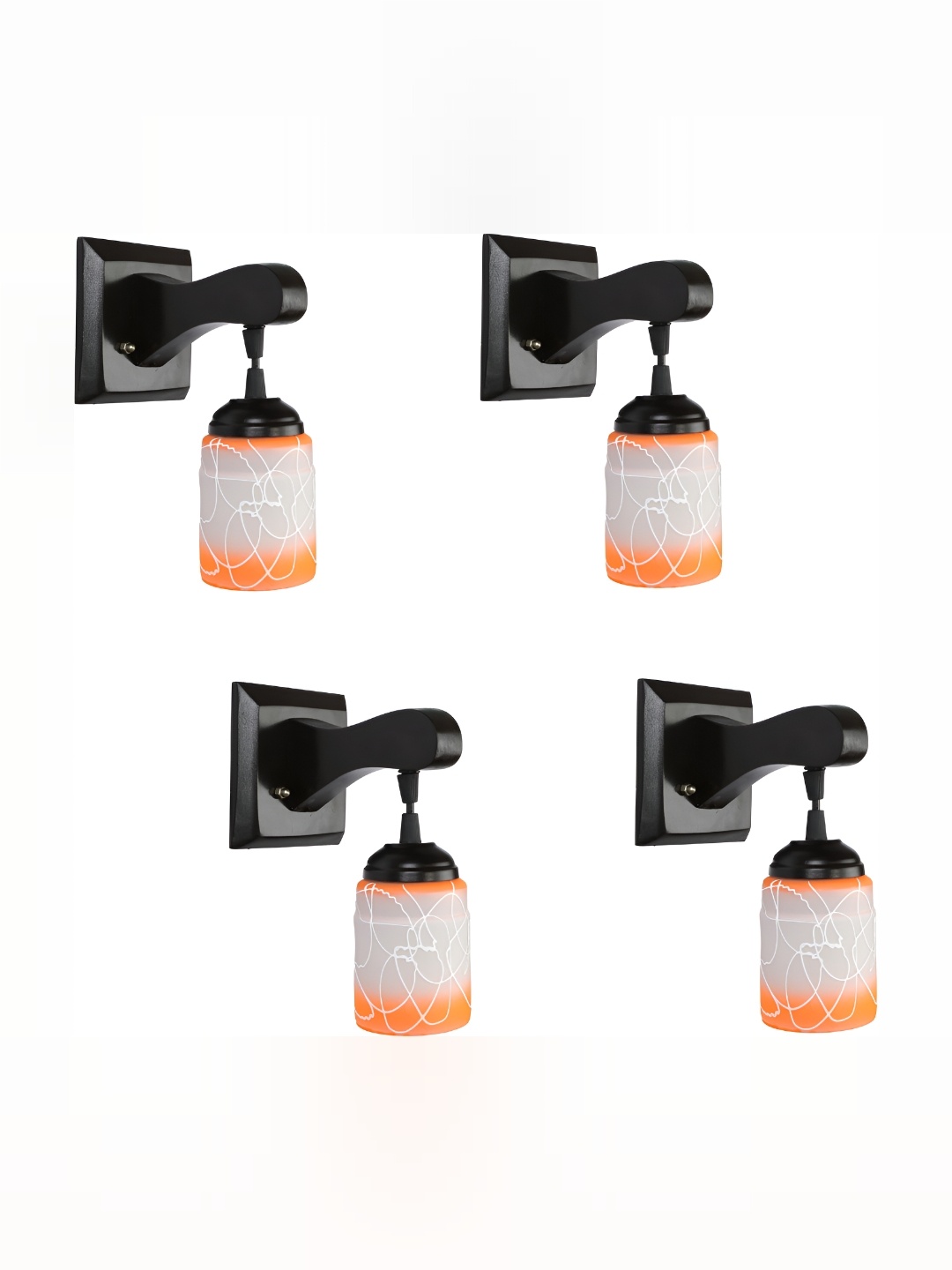 

1ST TIME Orange & White Textured Glass Traditional Cylinder Shaped Wall Lamp