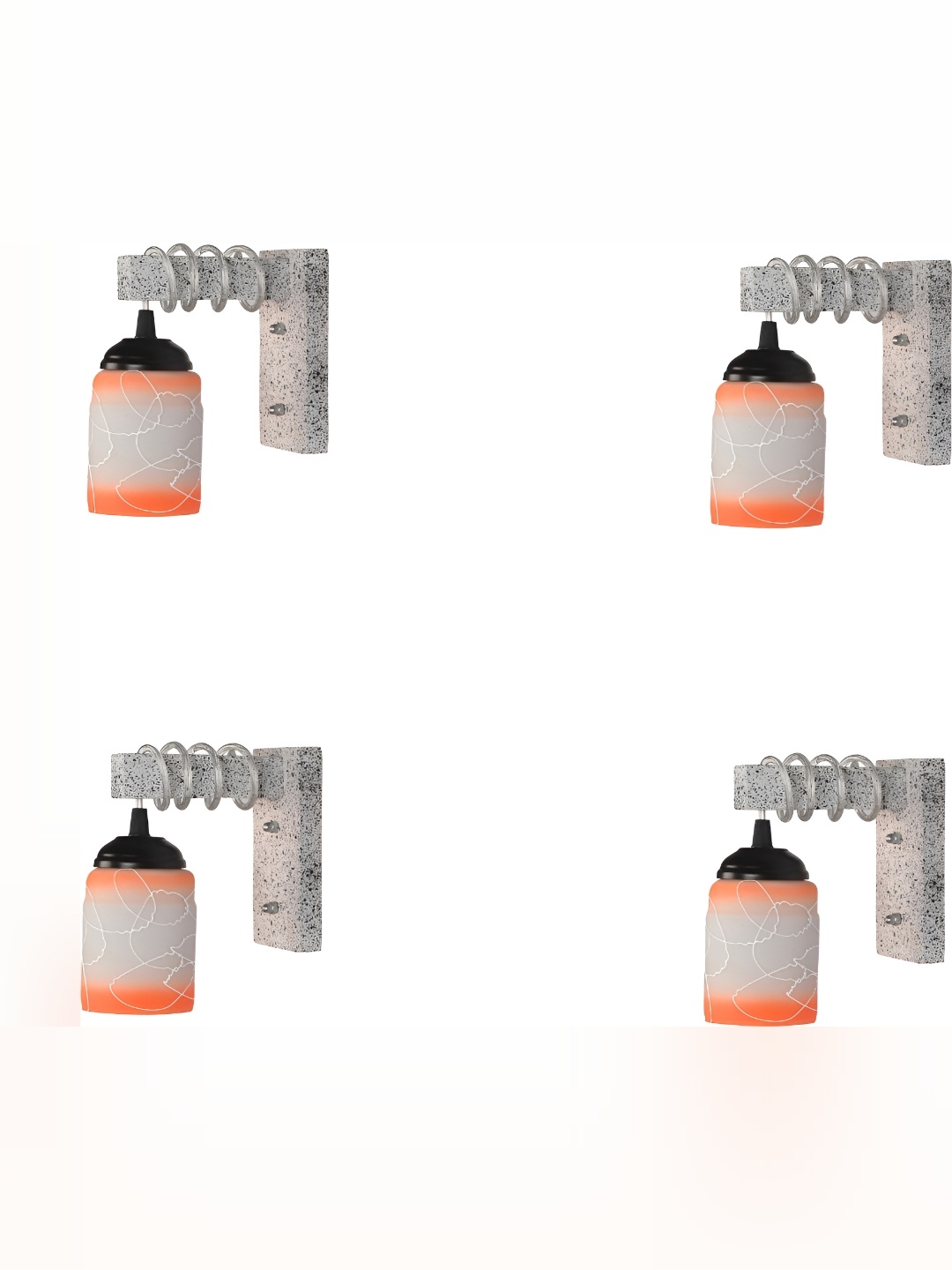 

1ST TIME Orange & White Printed Glass Traditional Cylinder Shaped Wall Lamp