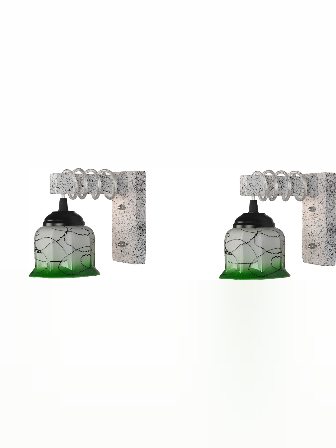 

1ST TIME Green & White Printed Glass Contemporary Wall Lamp