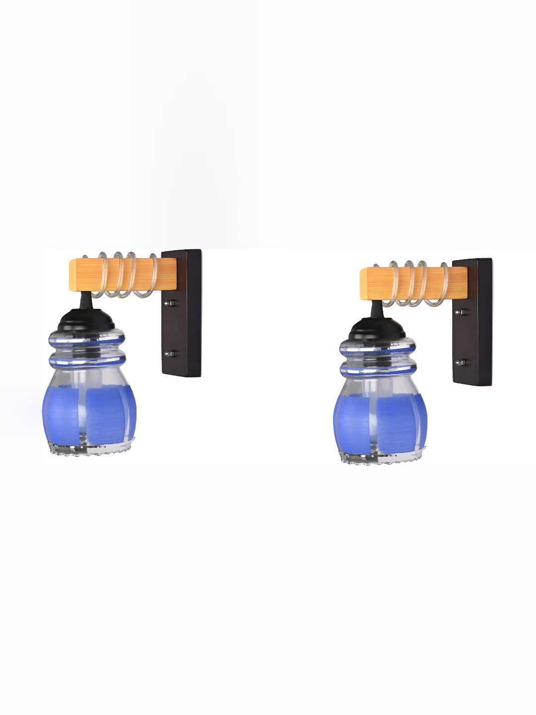 

1ST TIME Blue & Black 2 Pieces Glass Traditional Wall Lamp