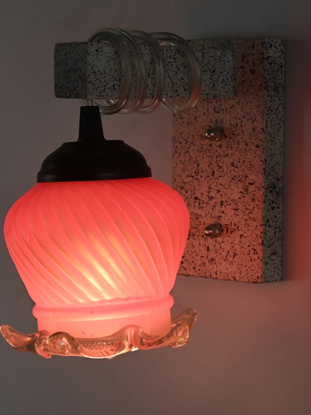 

1ST TIME Pink & Black Glass Traditional Wall Lamp